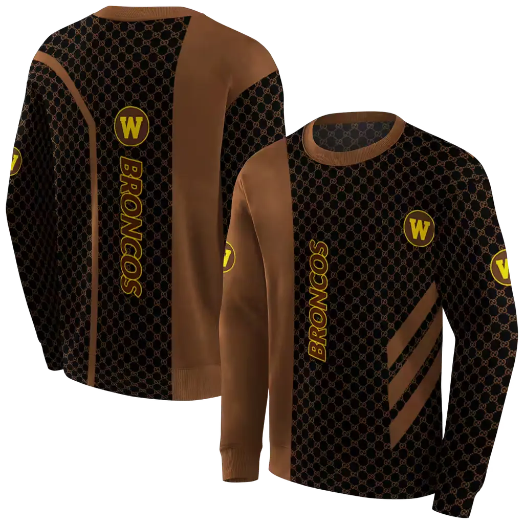 western michigan broncos monogram pattern brown hoodie premium grade western michigan broncos monogram pattern brown hoodie premium grade