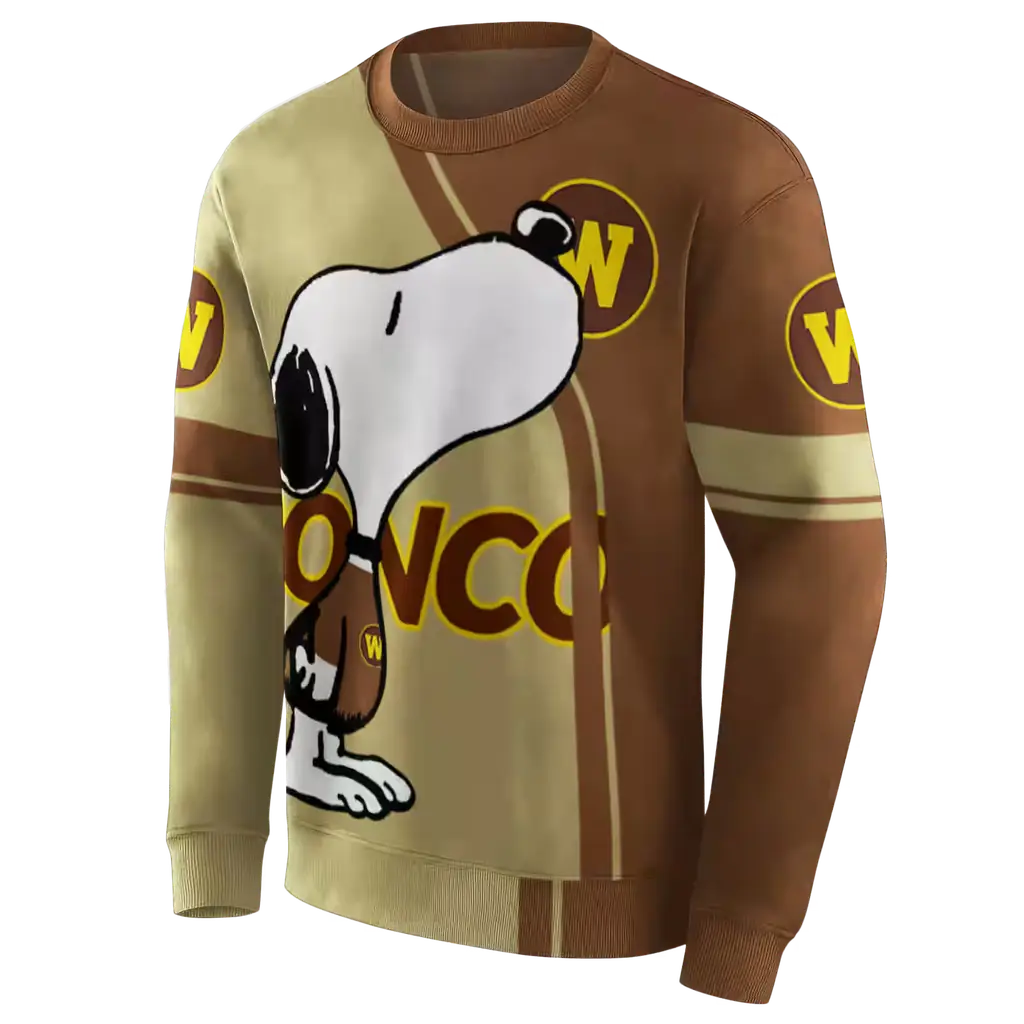 western michigan broncos playful snoopy brown hoodie new arrival western michigan broncos playful snoopy brown hoodie new arrival