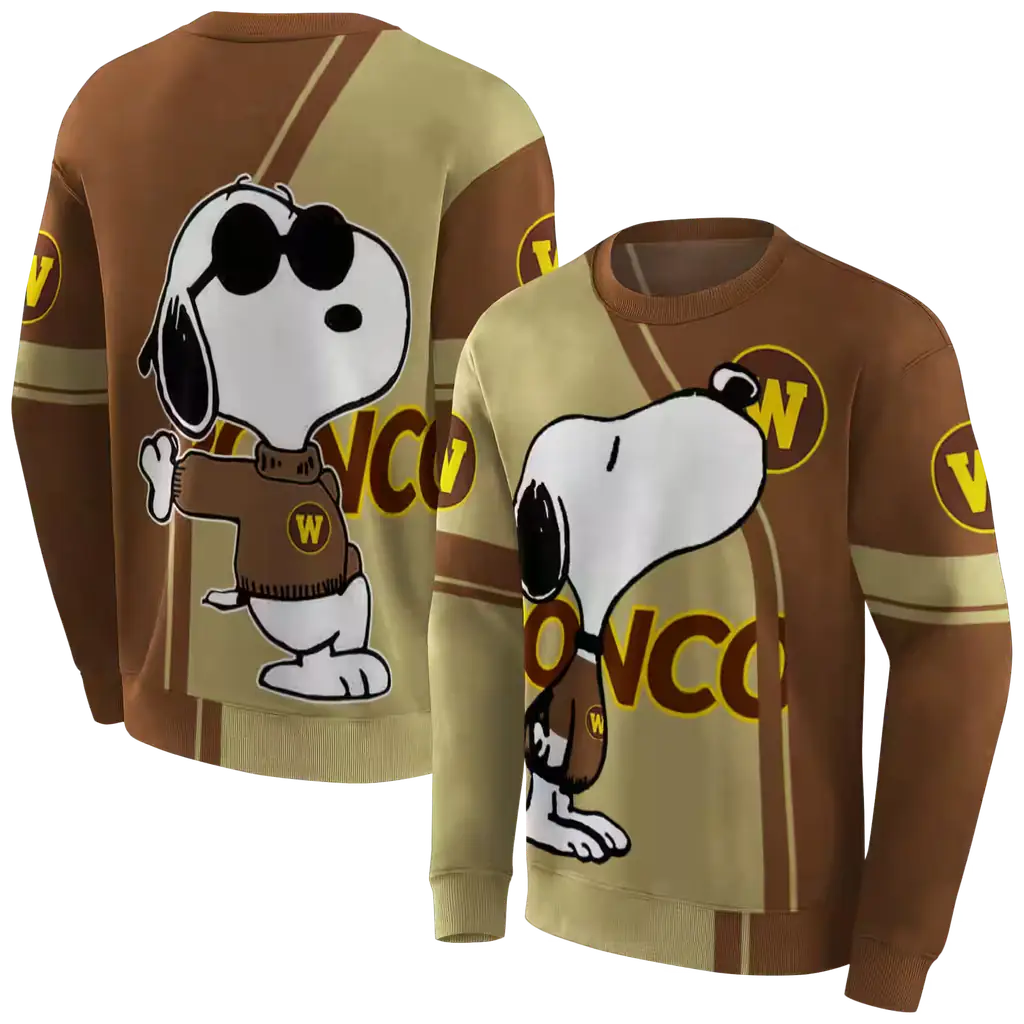 western michigan broncos playful snoopy brown hoodie premium grade western michigan broncos playful snoopy brown hoodie premium grade