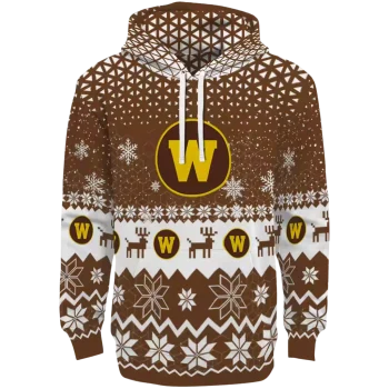 western michigan broncos reindeer motif brown hoodie best selling