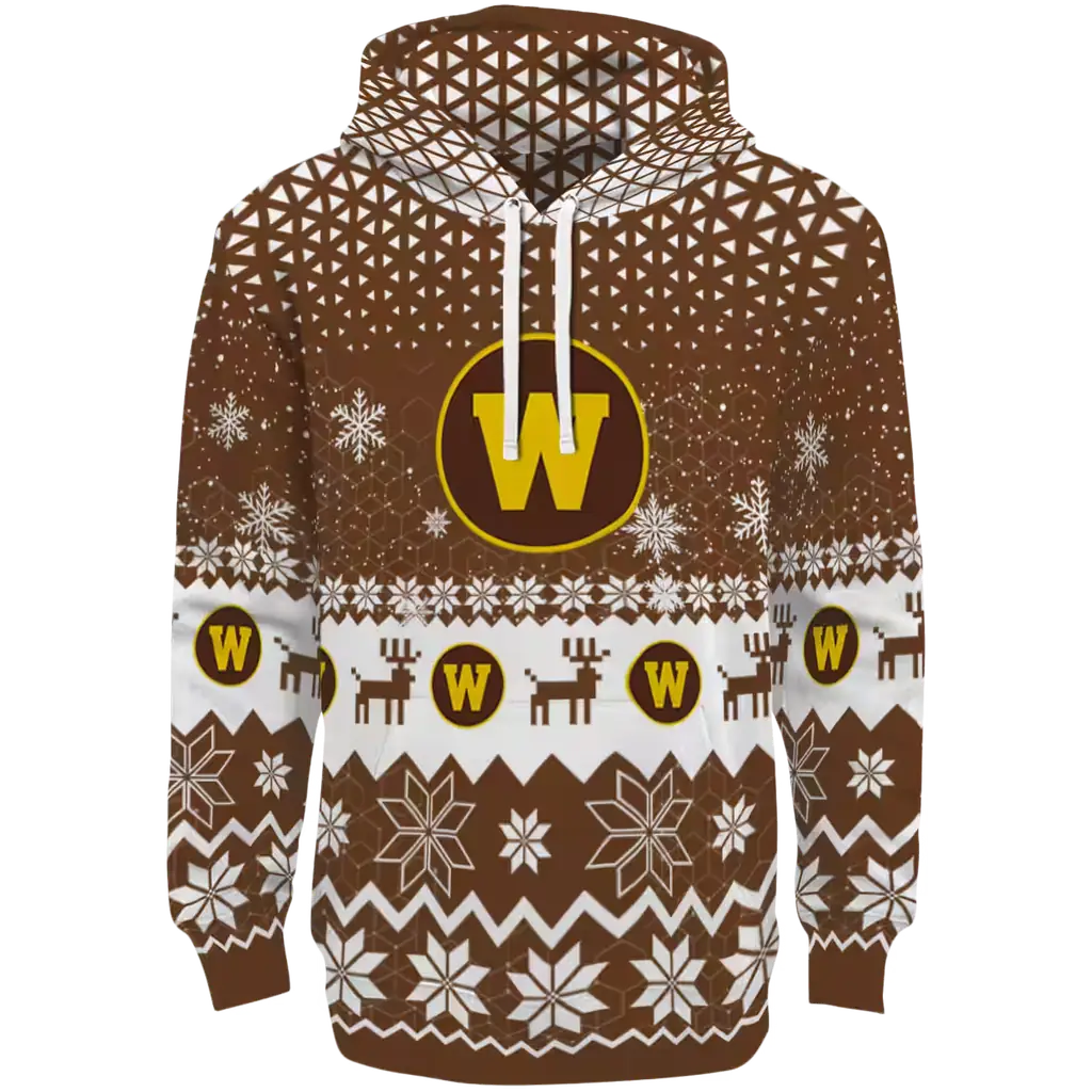 western michigan broncos reindeer motif brown hoodie best selling western michigan broncos reindeer motif brown hoodie best selling