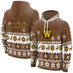 western michigan broncos reindeer motif brown hoodie best selling