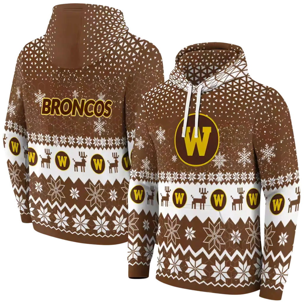 western michigan broncos reindeer motif brown hoodie fashion forward western michigan broncos reindeer motif brown hoodie fashion forward