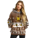 western michigan broncos reindeer motif brown hoodie best selling