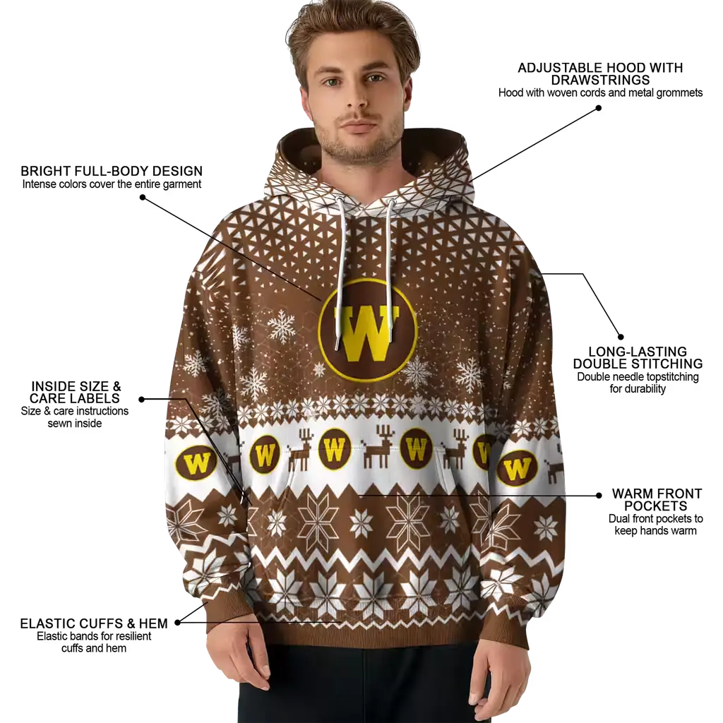 western michigan broncos reindeer motif brown hoodie latest model western michigan broncos reindeer motif brown hoodie latest model
