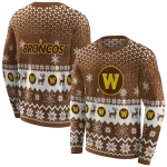 western michigan broncos reindeer motif brown hoodie best selling