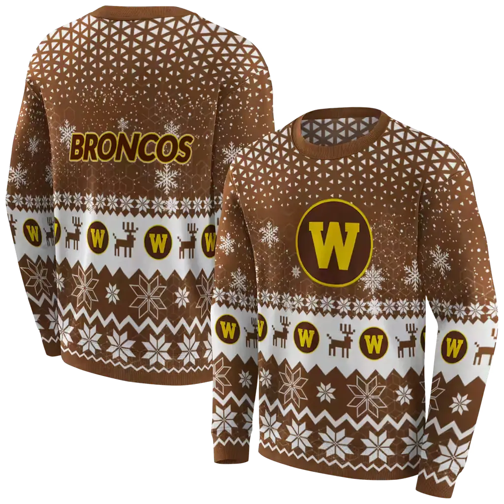 western michigan broncos reindeer motif brown hoodie premium grade western michigan broncos reindeer motif brown hoodie premium grade
