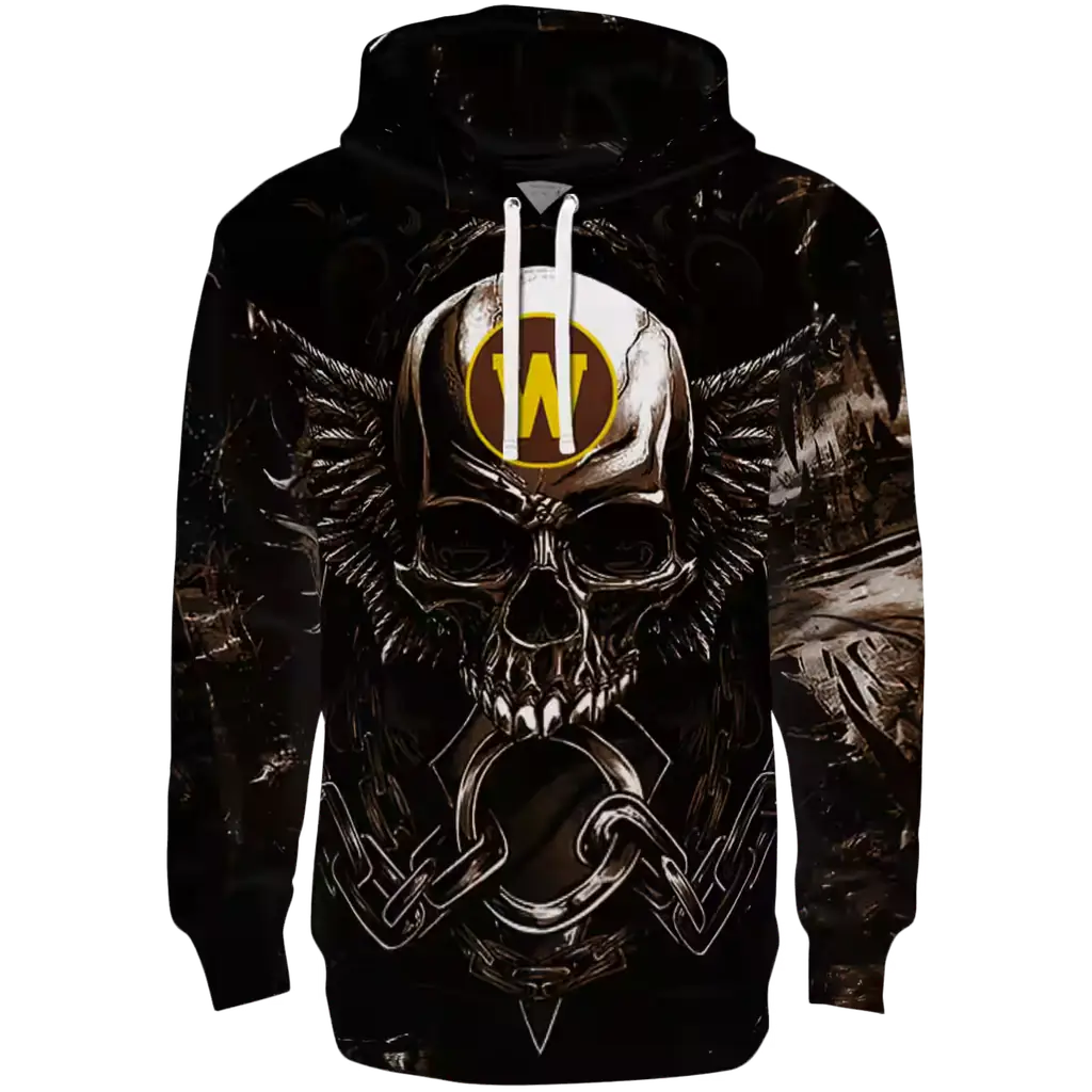western michigan broncos skull artwork brown black hoodie best selling western michigan broncos skull artwork brown black hoodie best selling