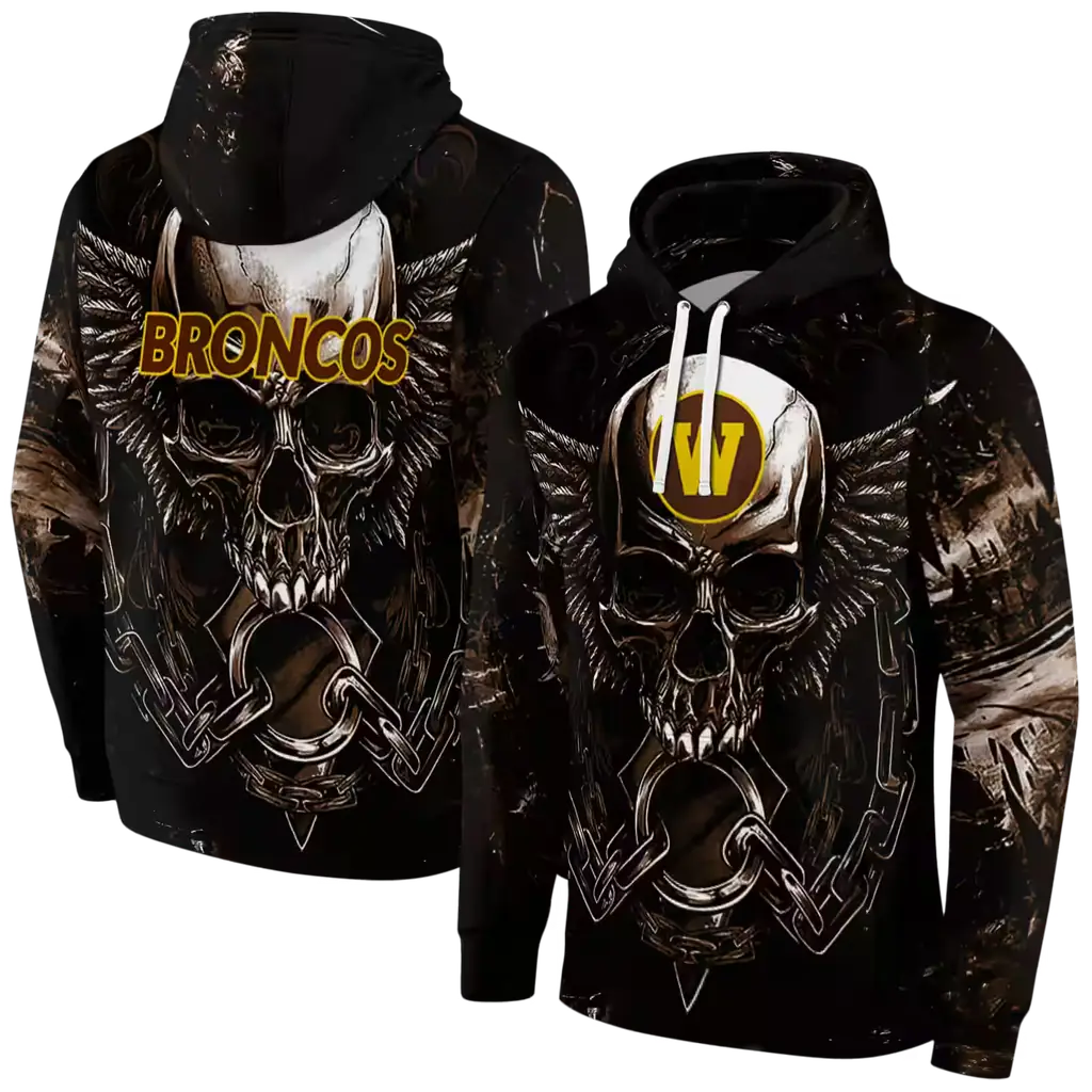 western michigan broncos skull artwork brown black hoodie fashion forward western michigan broncos skull artwork brown black hoodie fashion forward