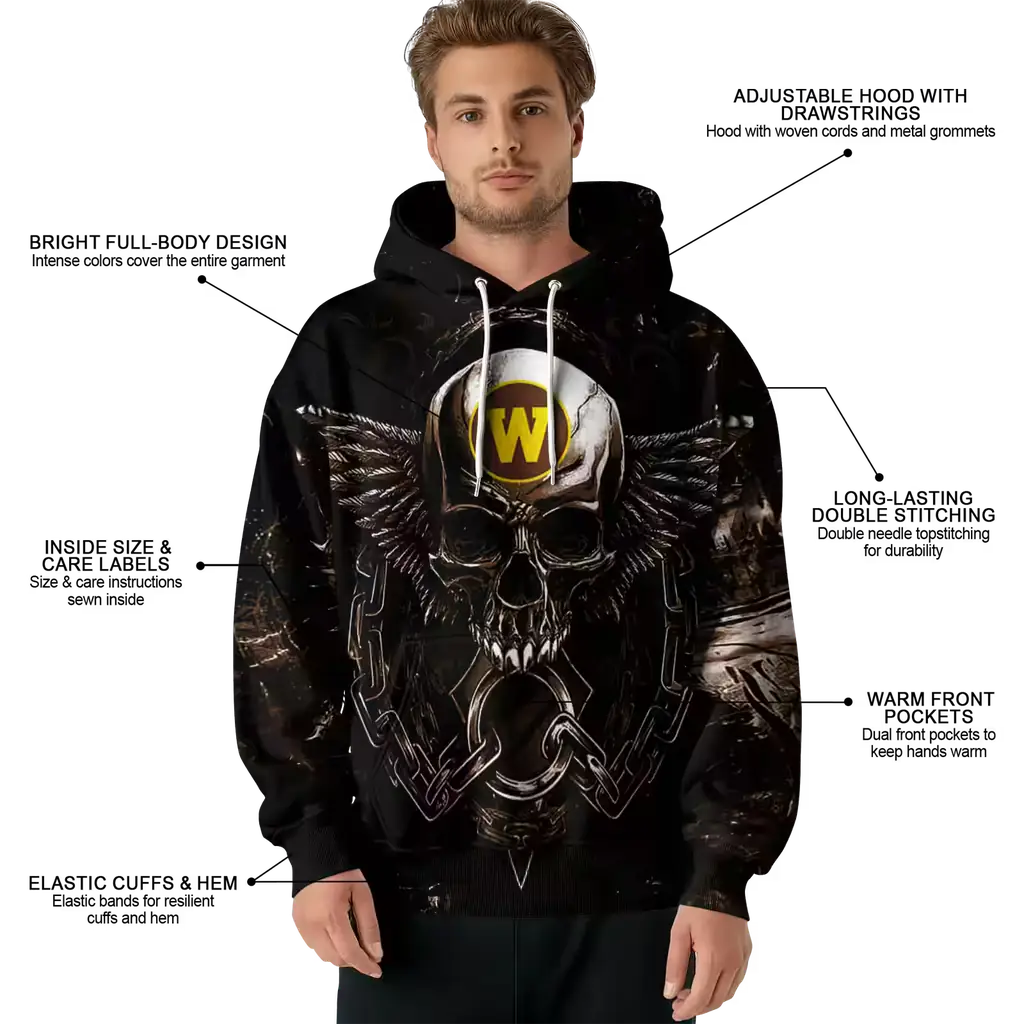 western michigan broncos skull artwork brown black hoodie latest model western michigan broncos skull artwork brown black hoodie latest model