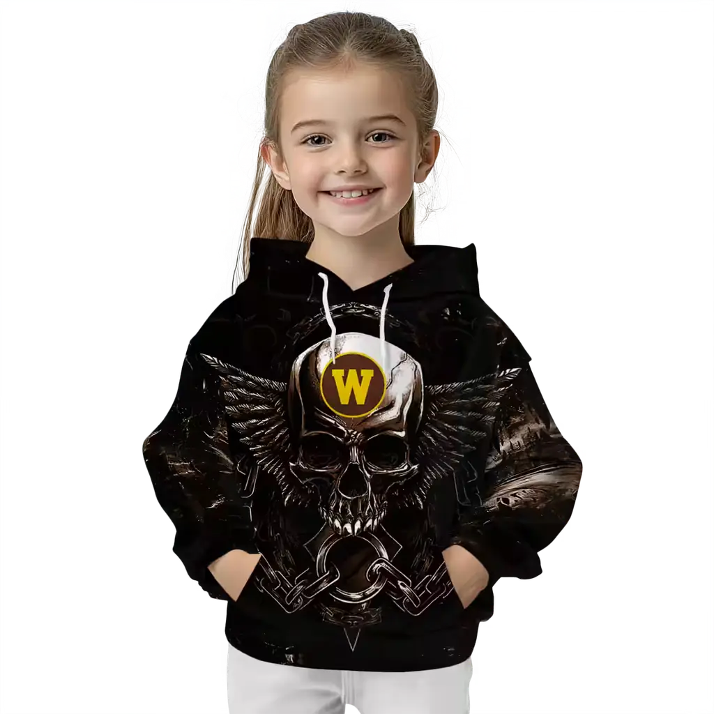 western michigan broncos skull artwork brown black hoodie top rated western michigan broncos skull artwork brown black hoodie top rated