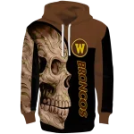 western michigan broncos skull motif brown black hoodie best selling