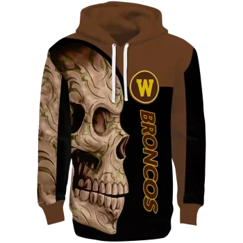 western michigan broncos skull motif brown black hoodie best selling