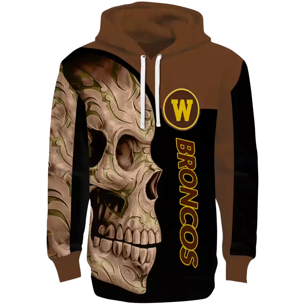 western michigan broncos skull motif brown black hoodie best selling western michigan broncos skull motif brown black hoodie best selling