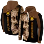 western michigan broncos skull motif brown black hoodie best selling
