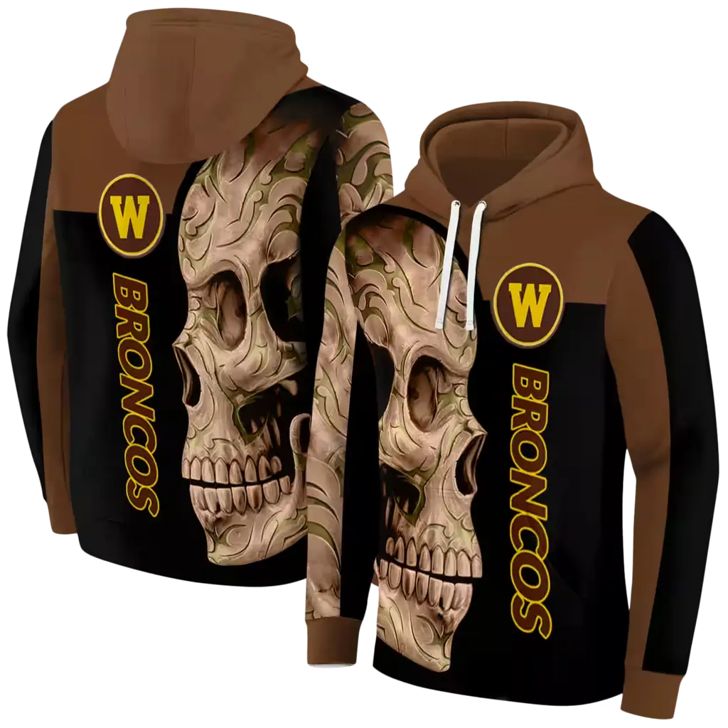 western michigan broncos skull motif brown black hoodie fashion forward western michigan broncos skull motif brown black hoodie fashion forward