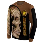 western michigan broncos skull motif brown black hoodie best selling