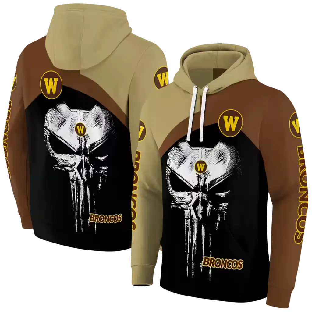western michigan broncos skull punisher gold black hoodie fashion forward western michigan broncos skull punisher gold black hoodie fashion forward