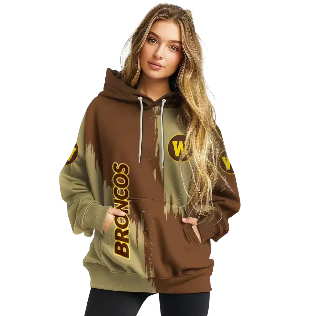 western michigan broncos splatter effect brown hoodie high quality western michigan broncos splatter effect brown hoodie high quality