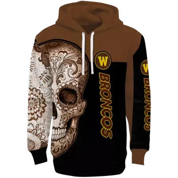 western michigan broncos sugar skull brown black hoodie best selling