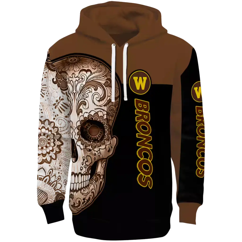 western michigan broncos sugar skull brown black hoodie best selling western michigan broncos sugar skull brown black hoodie best selling