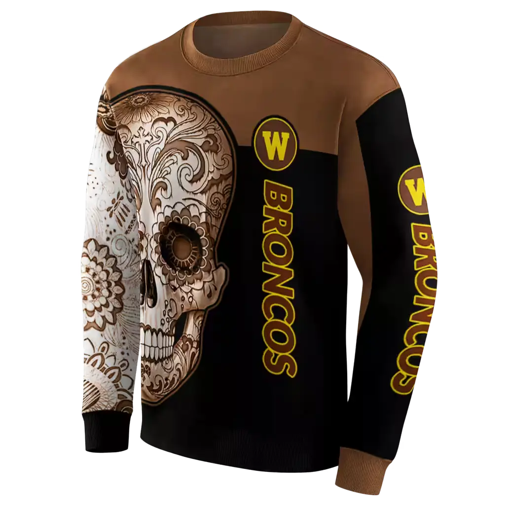 western michigan broncos sugar skull brown black hoodie new arrival western michigan broncos sugar skull brown black hoodie new arrival