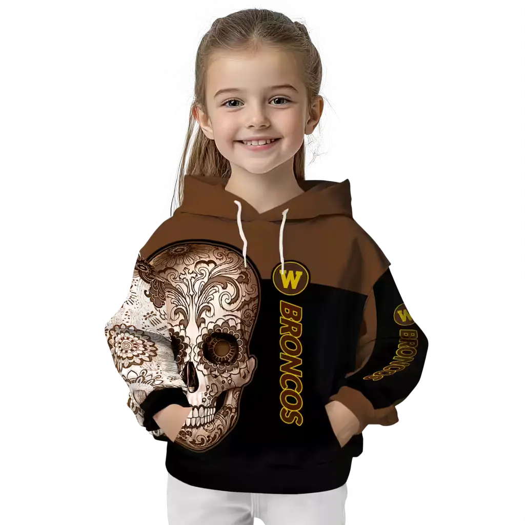 western michigan broncos sugar skull brown black hoodie top rated western michigan broncos sugar skull brown black hoodie top rated