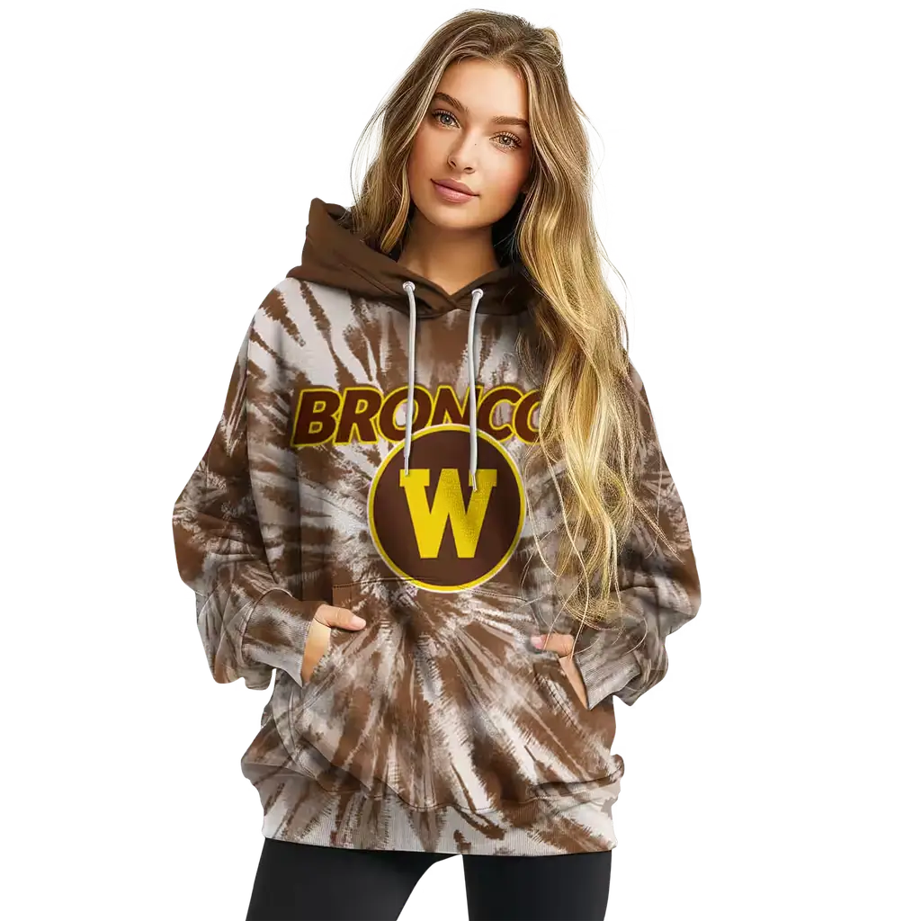 western michigan broncos tie dye pattern brown hoodie high quality western michigan broncos tie dye pattern brown hoodie high quality