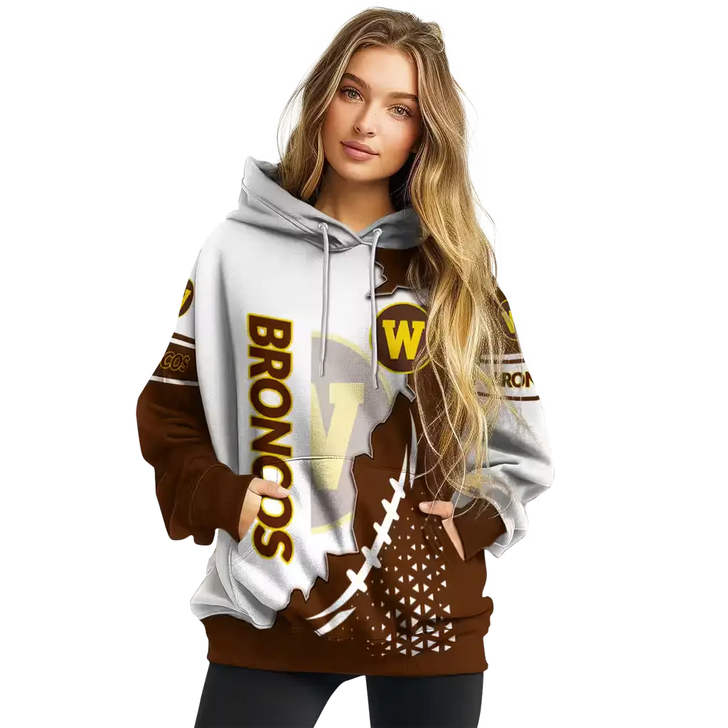 western michigan broncos triangular pattern brown white hoodie high quality western michigan broncos triangular pattern brown white hoodie high quality