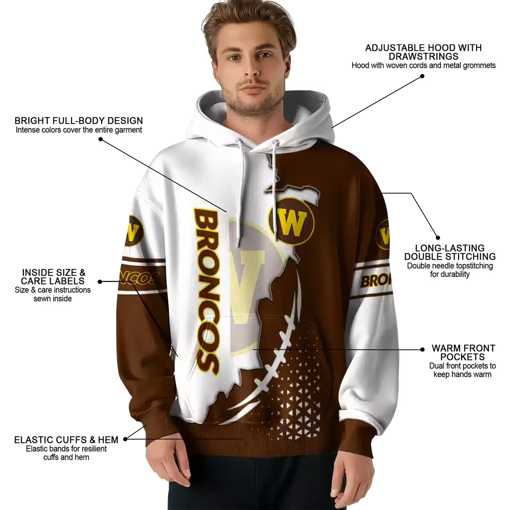 western michigan broncos triangular pattern brown white hoodie latest model western michigan broncos triangular pattern brown white hoodie latest model