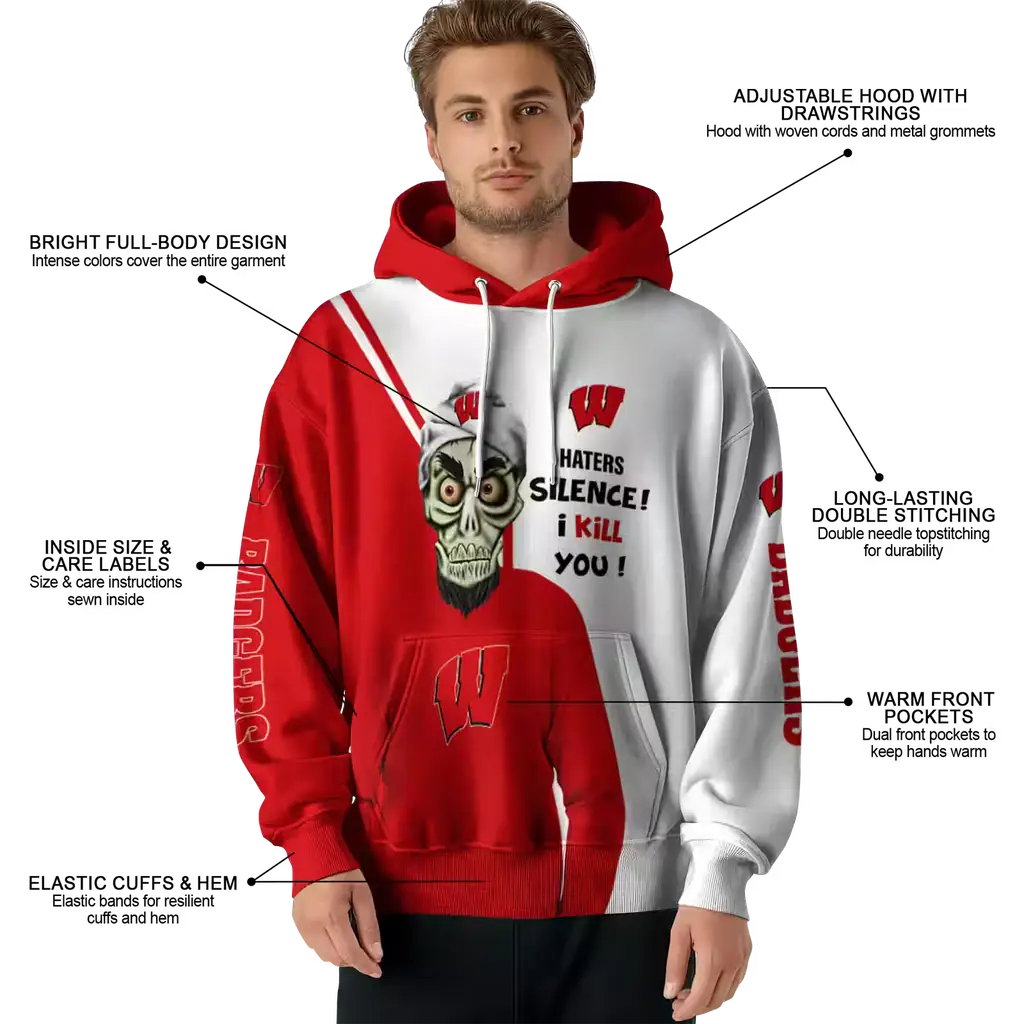 wisconsin badgers achmed skull red hoodie latest model wisconsin badgers achmed skull red hoodie latest model