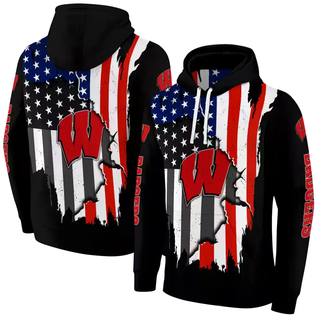wisconsin badgers american pride black hoodie fashion forward wisconsin badgers american pride black hoodie fashion forward