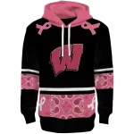 wisconsin badgers awareness ribbon black pink hoodie best selling
