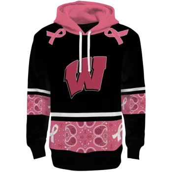 wisconsin badgers awareness ribbon black pink hoodie best selling