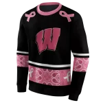 wisconsin badgers awareness ribbon black pink hoodie best selling