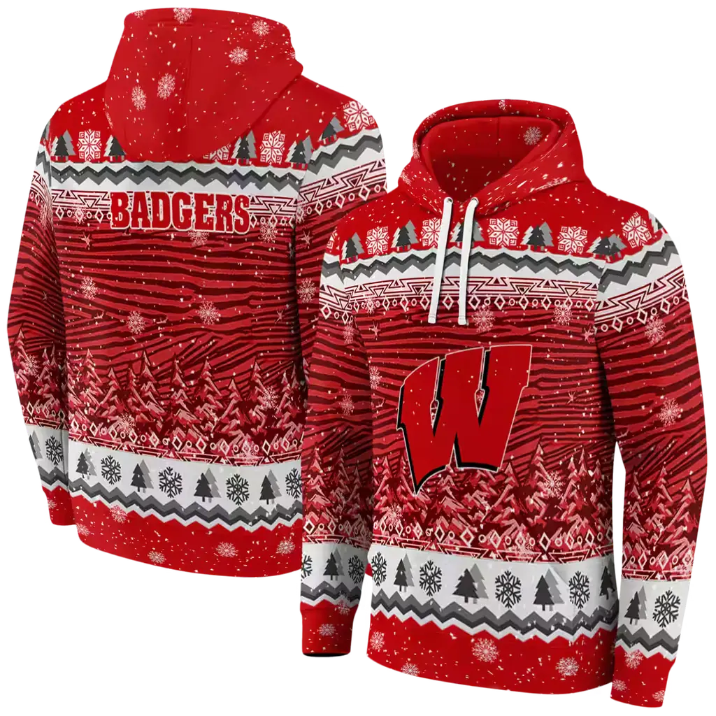 wisconsin badgers christmas trees red hoodie fashion forward wisconsin badgers christmas trees red hoodie fashion forward