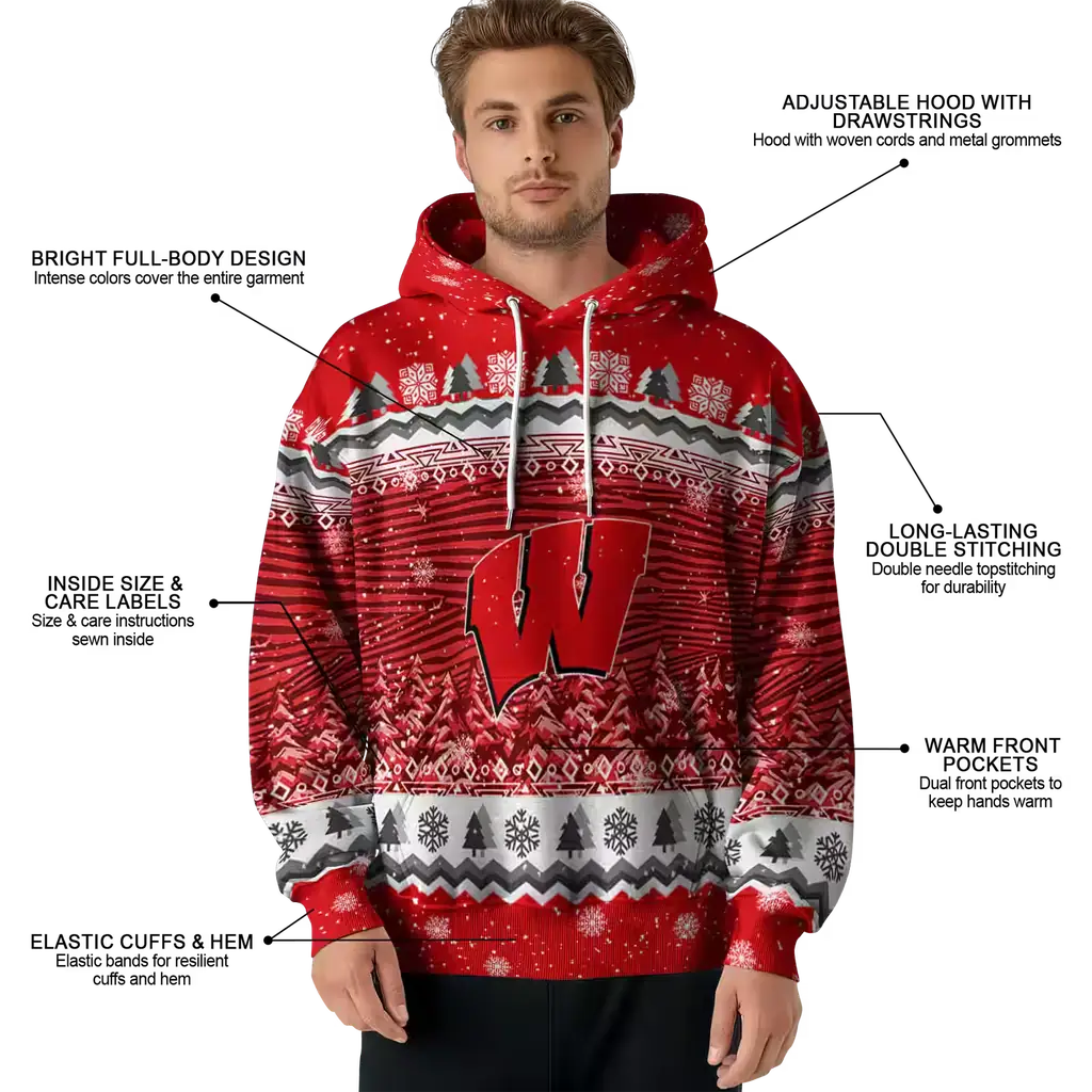 wisconsin badgers christmas trees red hoodie latest model wisconsin badgers christmas trees red hoodie latest model