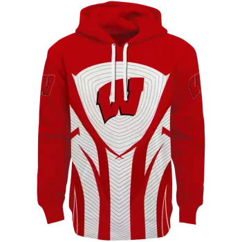 wisconsin badgers concentric lines red black hoodie best selling
