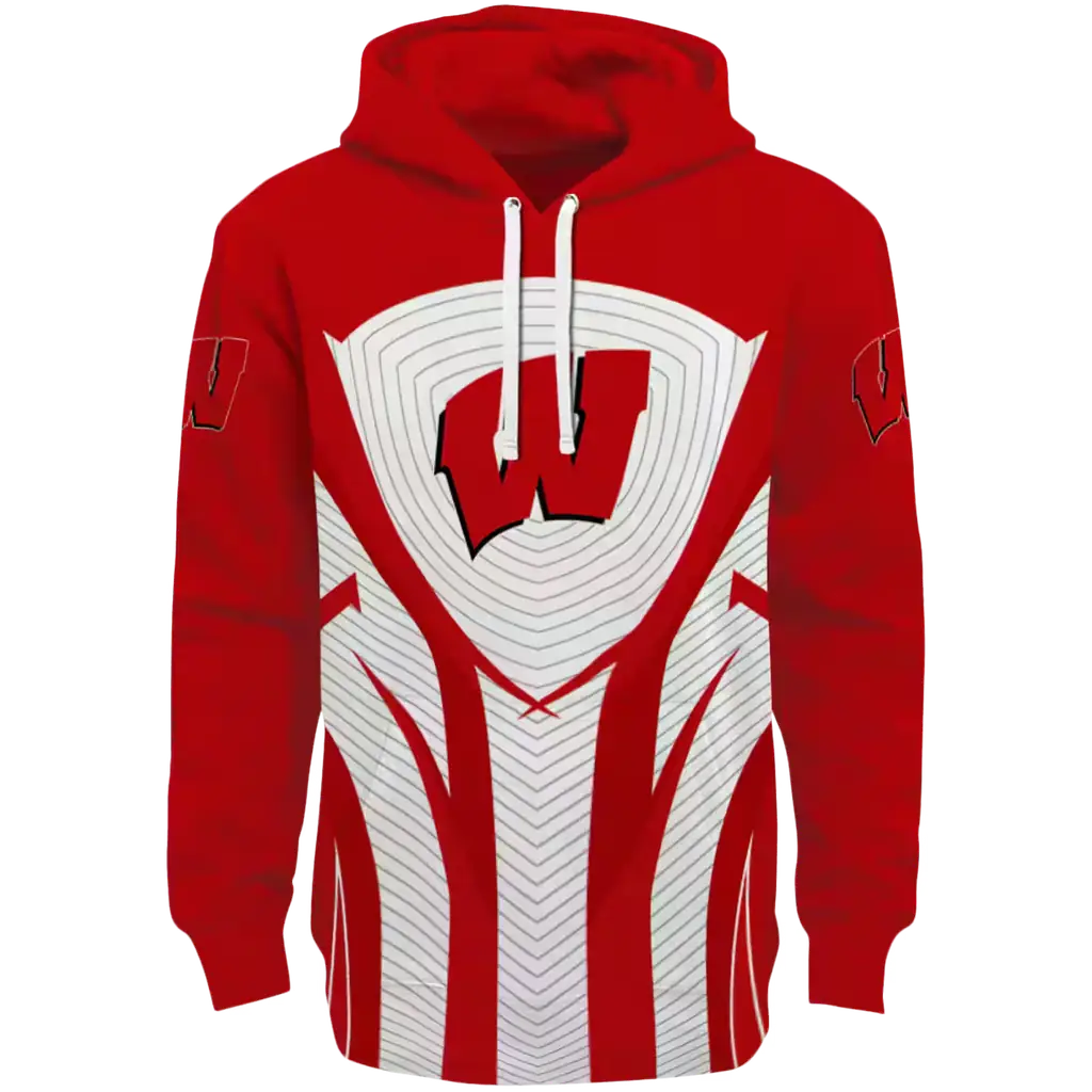 wisconsin badgers concentric lines red black hoodie best selling wisconsin badgers concentric lines red black hoodie best selling