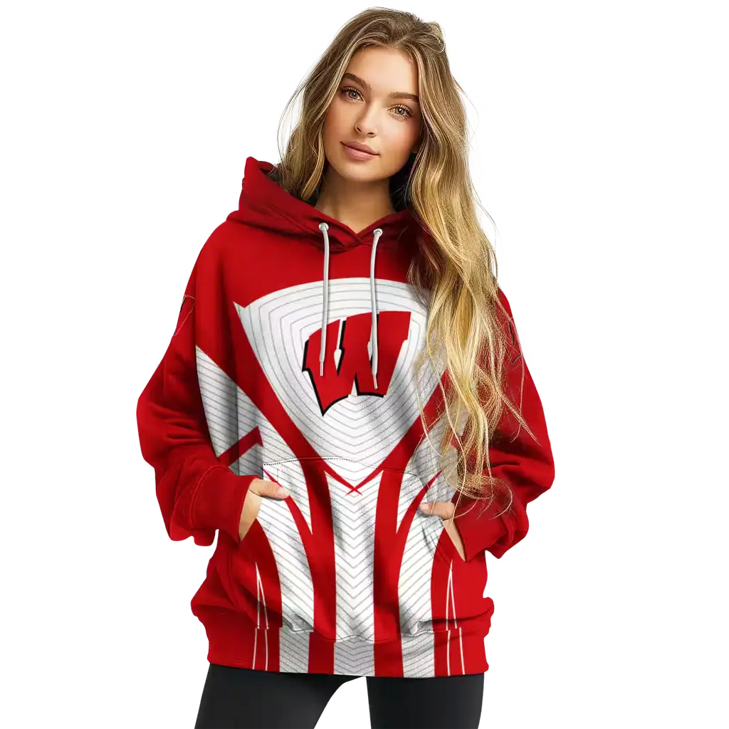 wisconsin badgers concentric lines red black hoodie high quality wisconsin badgers concentric lines red black hoodie high quality