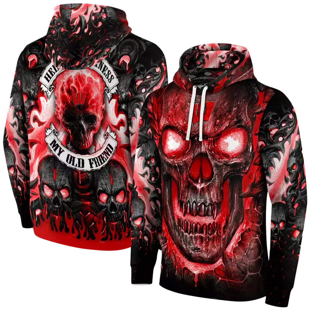 wisconsin badgers demonic skull red black hoodie fashion forward wisconsin badgers demonic skull red black hoodie fashion forward