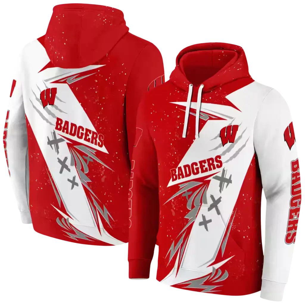 wisconsin badgers dynamic slash red white hoodie fashion forward wisconsin badgers dynamic slash red white hoodie fashion forward