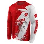 wisconsin badgers dynamic slash red white hoodie best selling