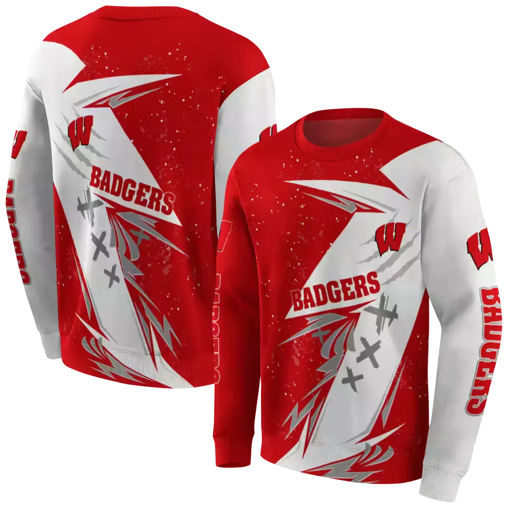 wisconsin badgers dynamic slash red white hoodie premium grade wisconsin badgers dynamic slash red white hoodie premium grade