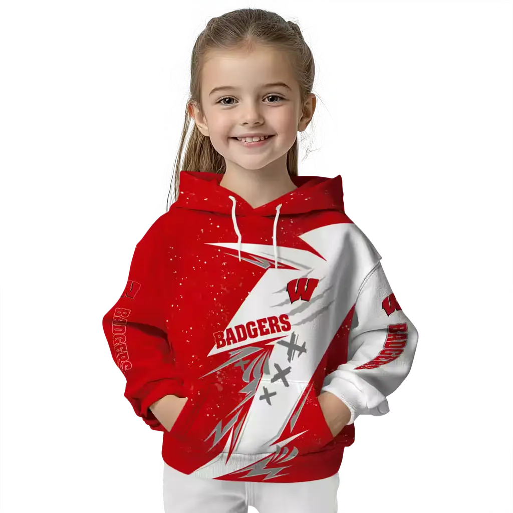 wisconsin badgers dynamic slash red white hoodie top rated wisconsin badgers dynamic slash red white hoodie top rated