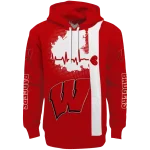 wisconsin badgers football heartbeat red hoodie best selling