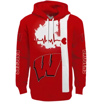 wisconsin badgers football heartbeat red hoodie best selling