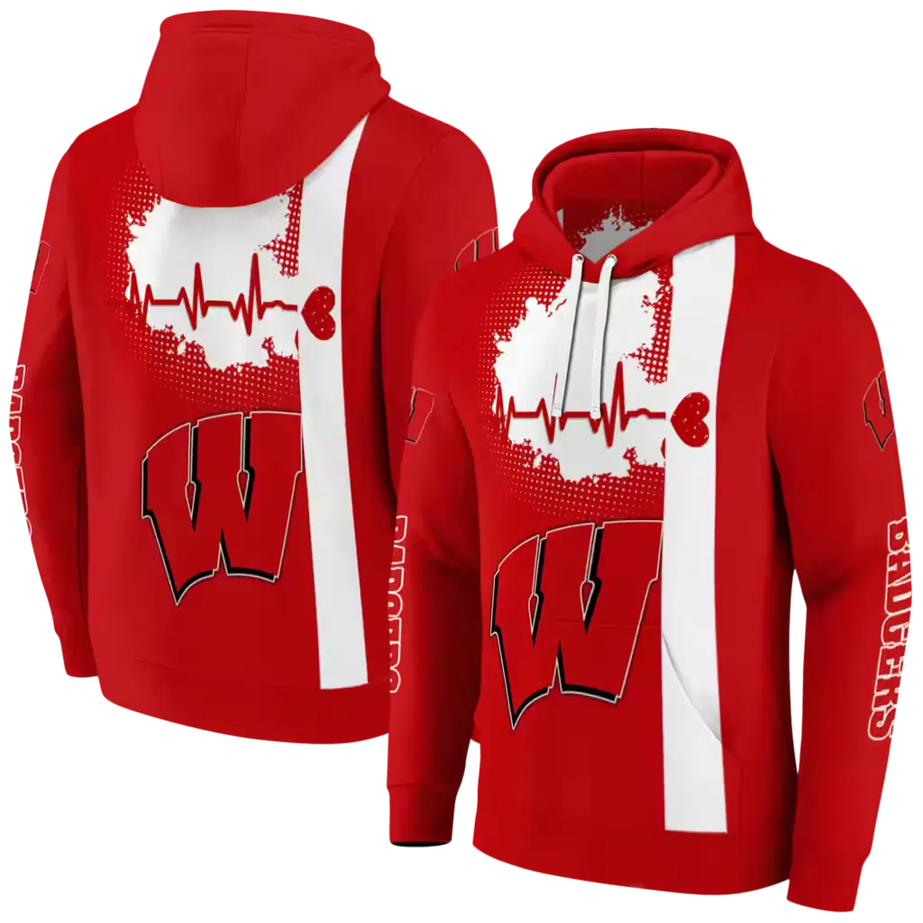 wisconsin badgers football heartbeat red hoodie fashion forward wisconsin badgers football heartbeat red hoodie fashion forward