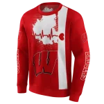 wisconsin badgers football heartbeat red hoodie best selling