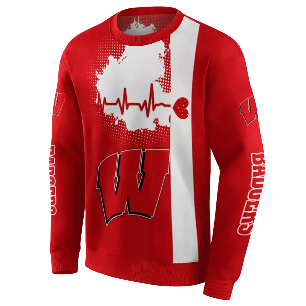 wisconsin badgers football heartbeat red hoodie new arrival wisconsin badgers football heartbeat red hoodie new arrival